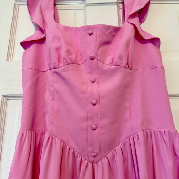 New AMANDA UPRICHARD Pink Holland Dress Flutter Sleeve Size XS NWT - Picture 12 of 16